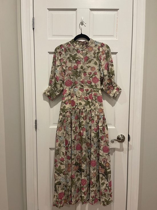Prairie New York Dresses & Skirts - Prairie  Cream Maxi Dress with Pink Floral Print